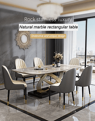 Luxury Unique Design Stainless Steel Dining Tables and Chairs Set