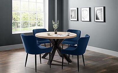 Peoples Art Dining Table And Chair Set Combination Concealed Dining Table 1 Table 4 in Round Shape and Upolstory Chairs