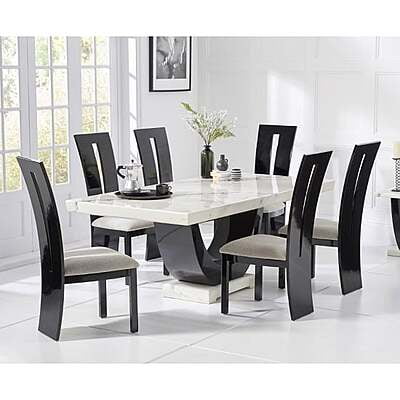 Peoples Art Milan 7 Piece White Modern Rectangle Dinette Dining Room Table