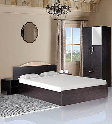 Aicasa Bedroom Set Bed with Storage and two door wardrobe Two Bedside Table PABSS105