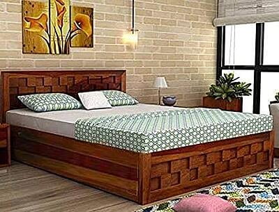 Solid sheesham wood king size bed with side table PABSS116