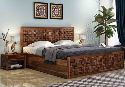 Solid Sheesham Wood king Size
Storage Bed with Side Tables PABSS102